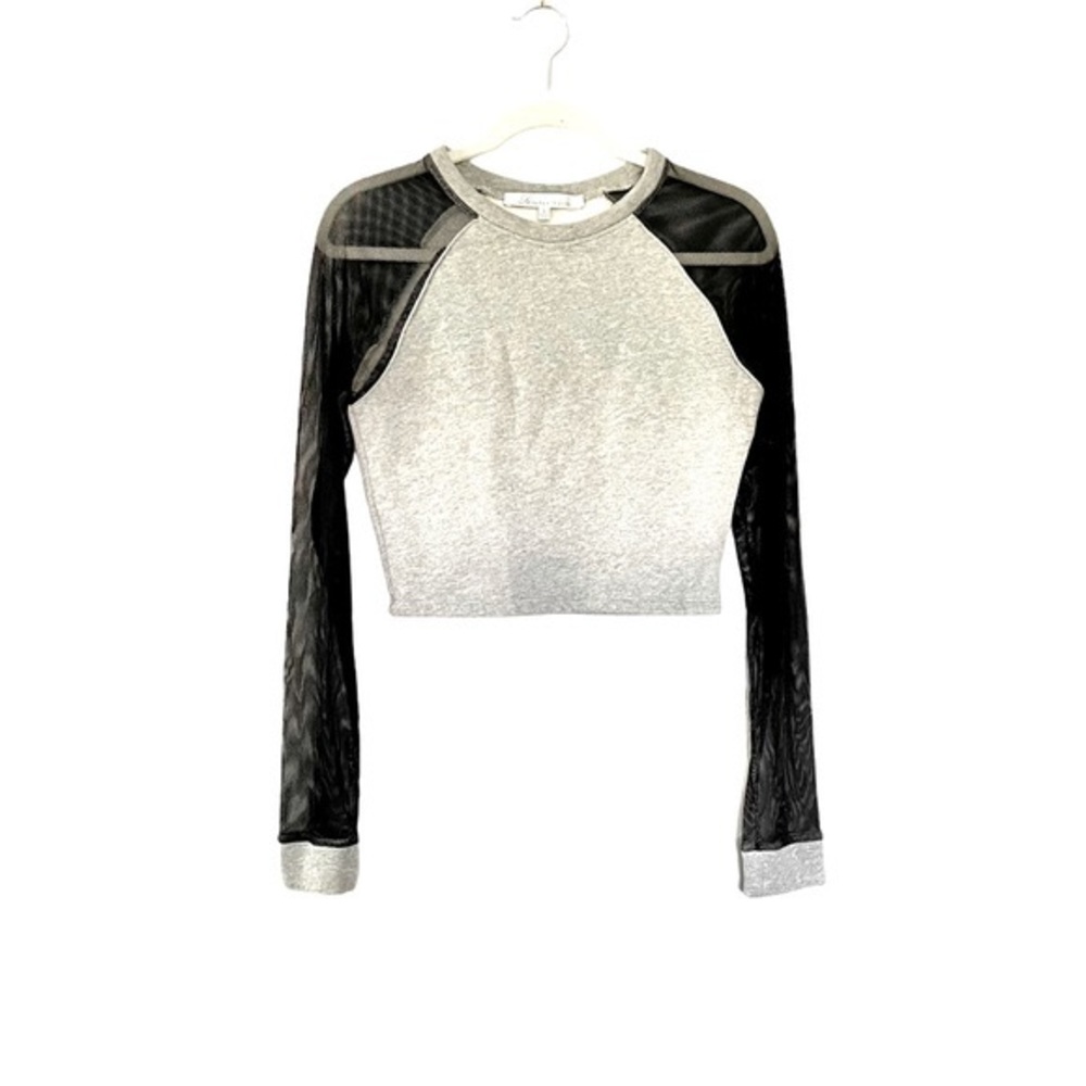 Like New Lovers + Friends Rave Cropped Sweatshirt with Black Mesh Sleeves